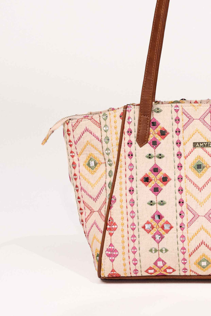 zoey embroidered multicolor tote bag