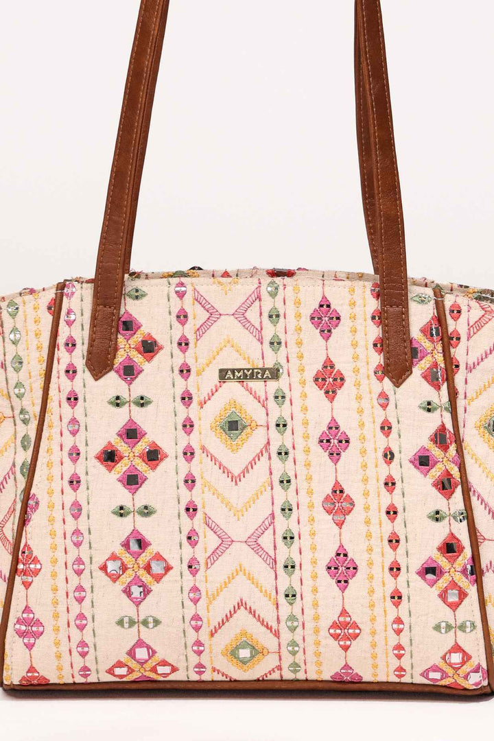 zoey embroidered multicolor tote bag