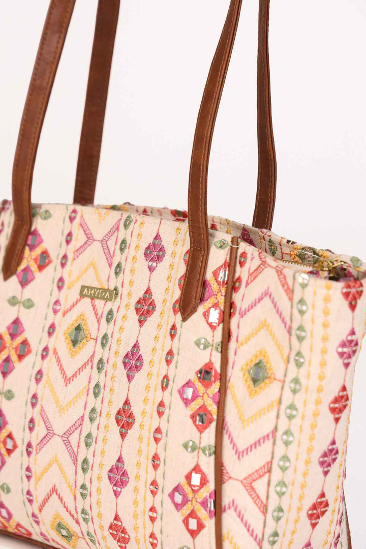 zoey embroidered multicolor tote bag