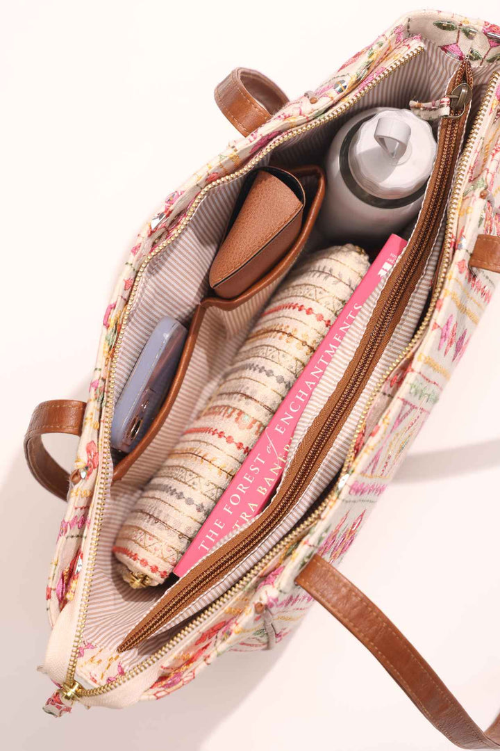 zoey embroidered multicolor tote bag