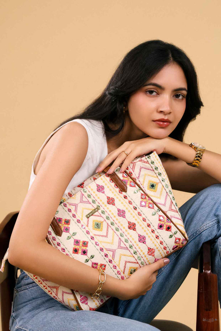 zoey embroidered multicolor tote bag