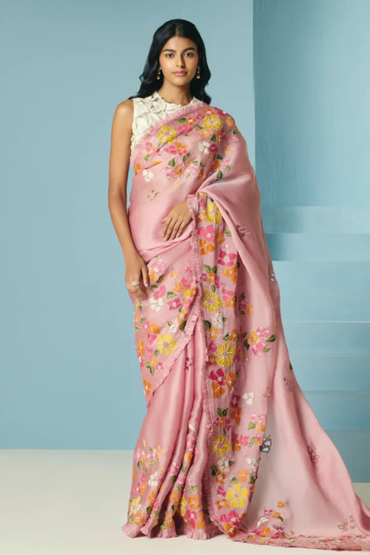 Blush Bougainvillea Saree