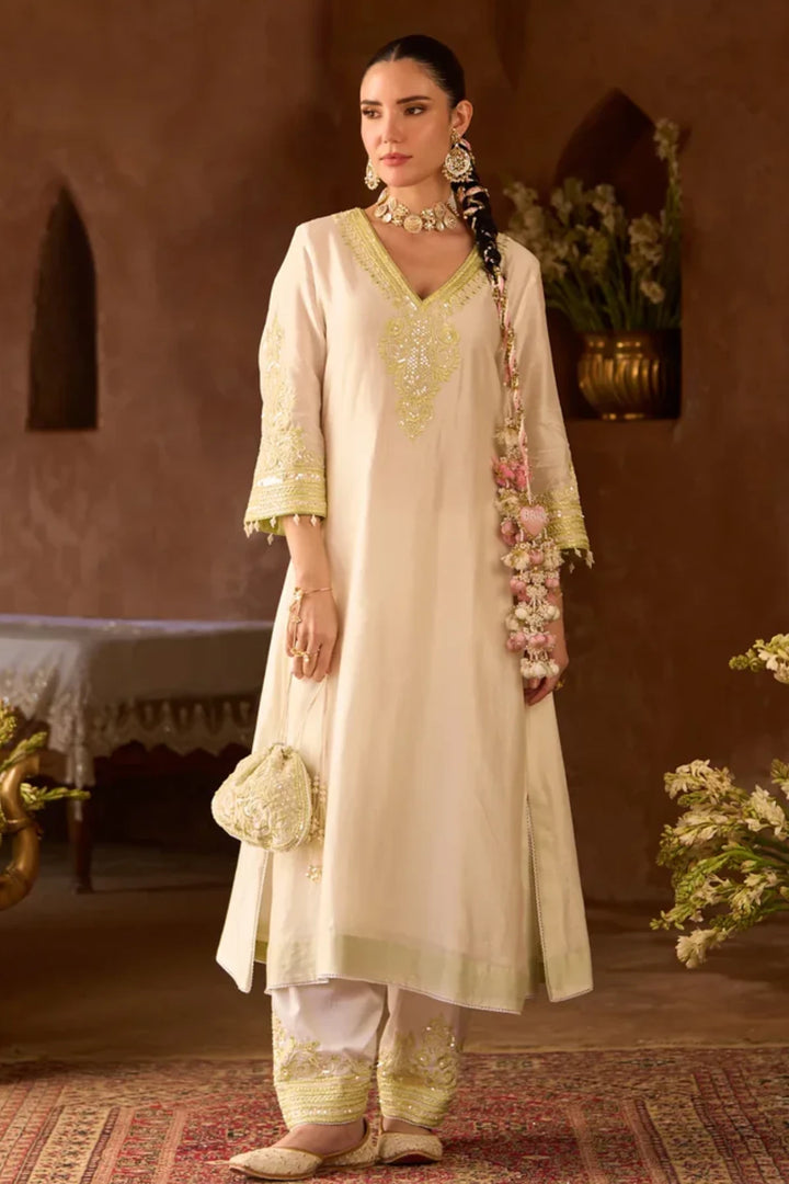 Sahabat - Daisy Ivory With Mint Green Kaaftan With Salwar