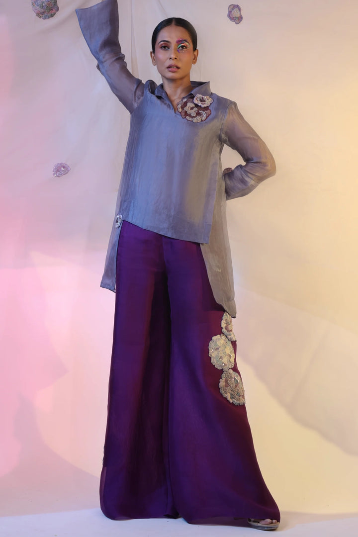 Grey Organza Shirt