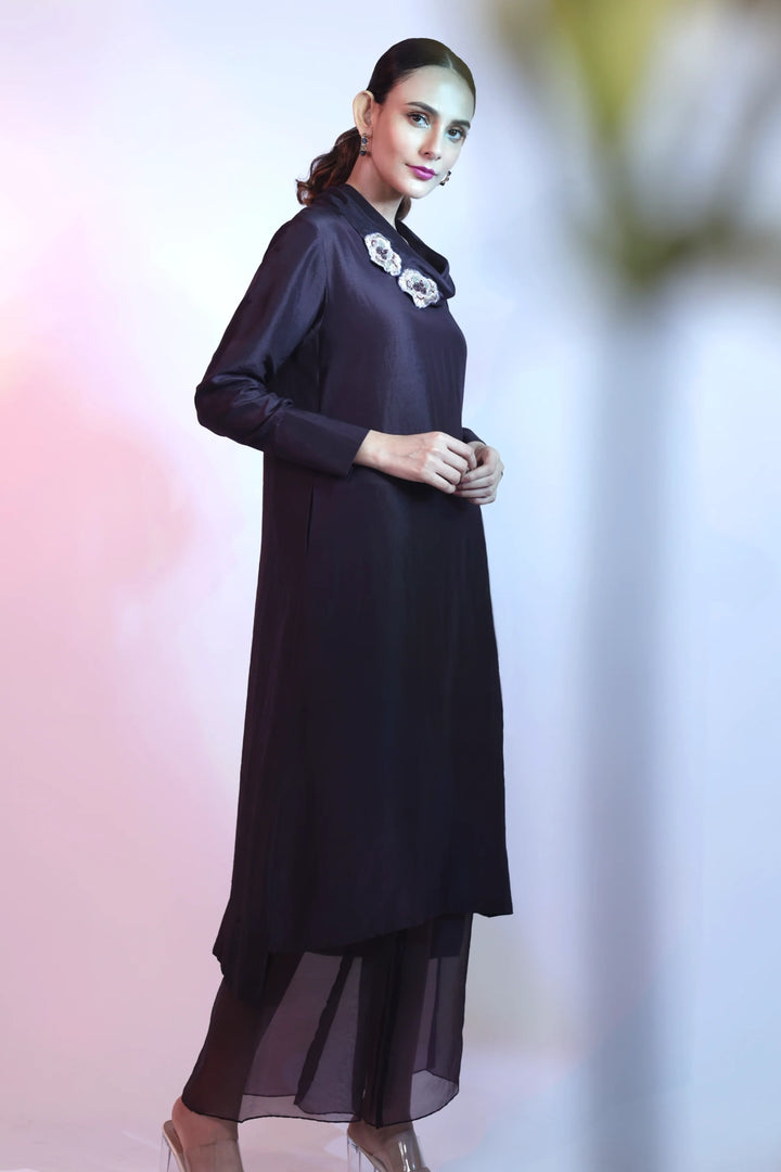 Purple Silk Kurta With Pant