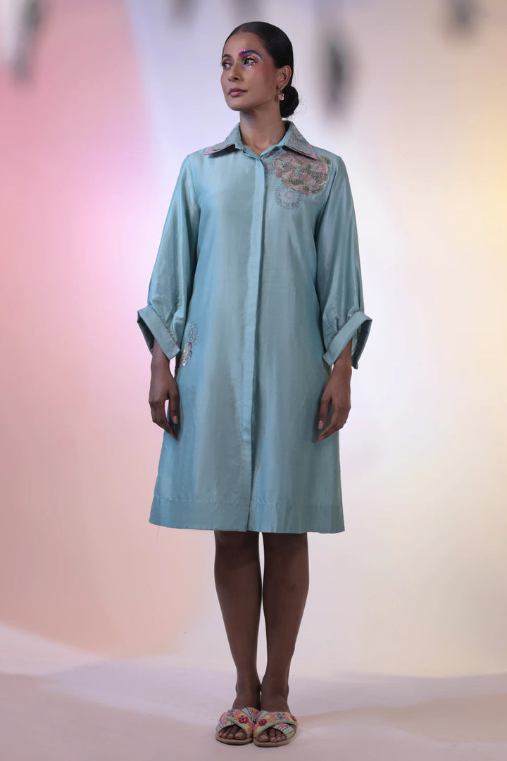 Blue Silk Dress