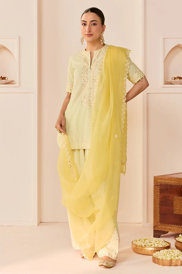 Anaisha - Mint Green Short Kurta With Farshi Salwar and dupatta