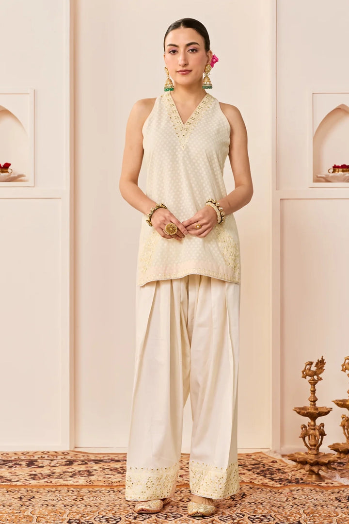 Miral - Daisy Ivory Short Kurta With Farsi Salwar