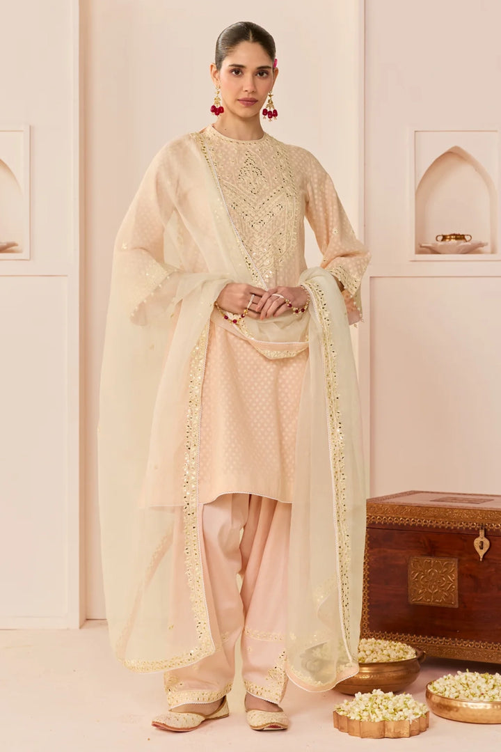 Nida - Carnation Pink Short Choga With Farshi Salwar and dupatta