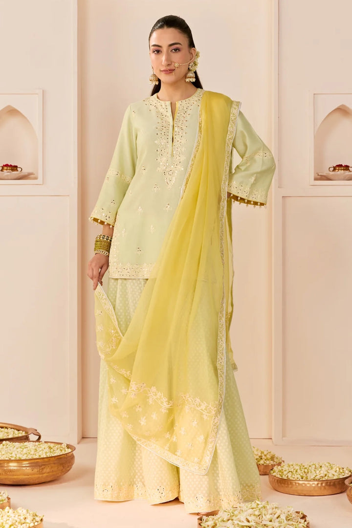 Rehma - Mint Green Short Kurta With Sharara And Dupatta