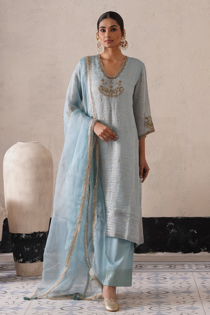 Powder Blue Straight Kurta