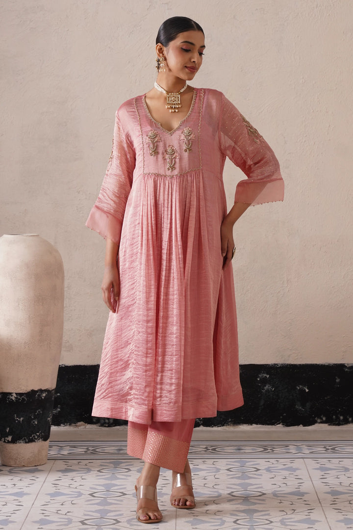 Blush Apricot Gathers Kurta