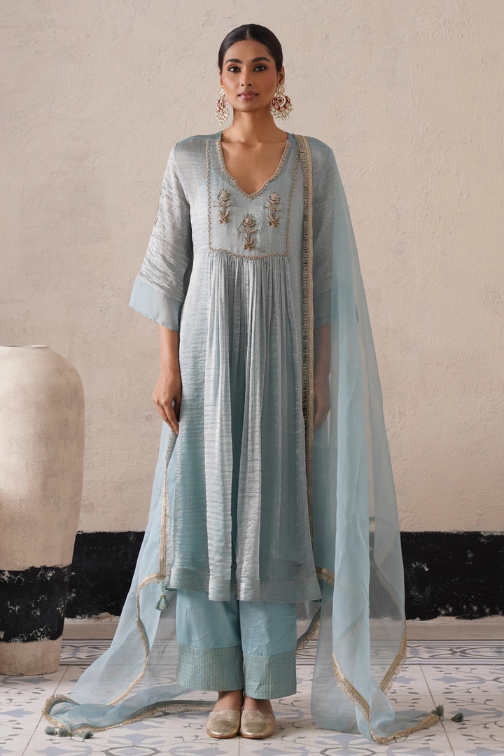 Powder Blue Gathers Kurta