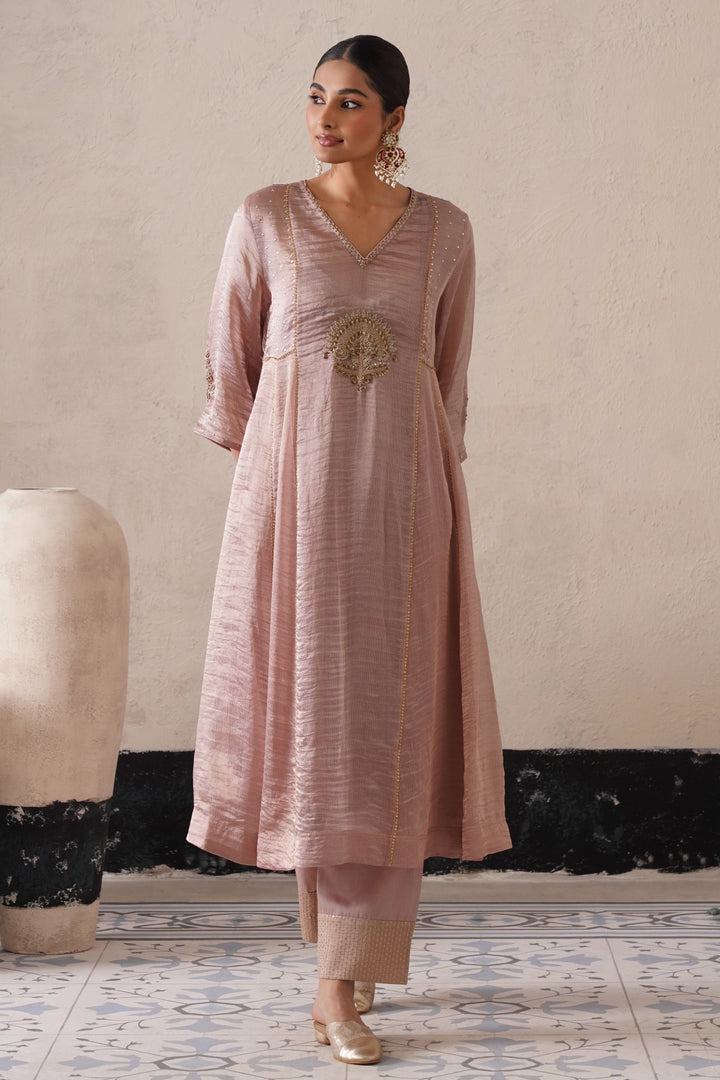 Dusty Mauve Pannel a-line Kurta
