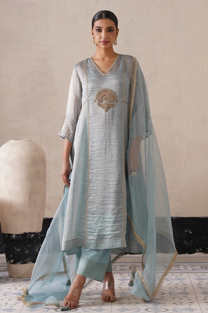 Powder Blue Pannel a-line Kurta