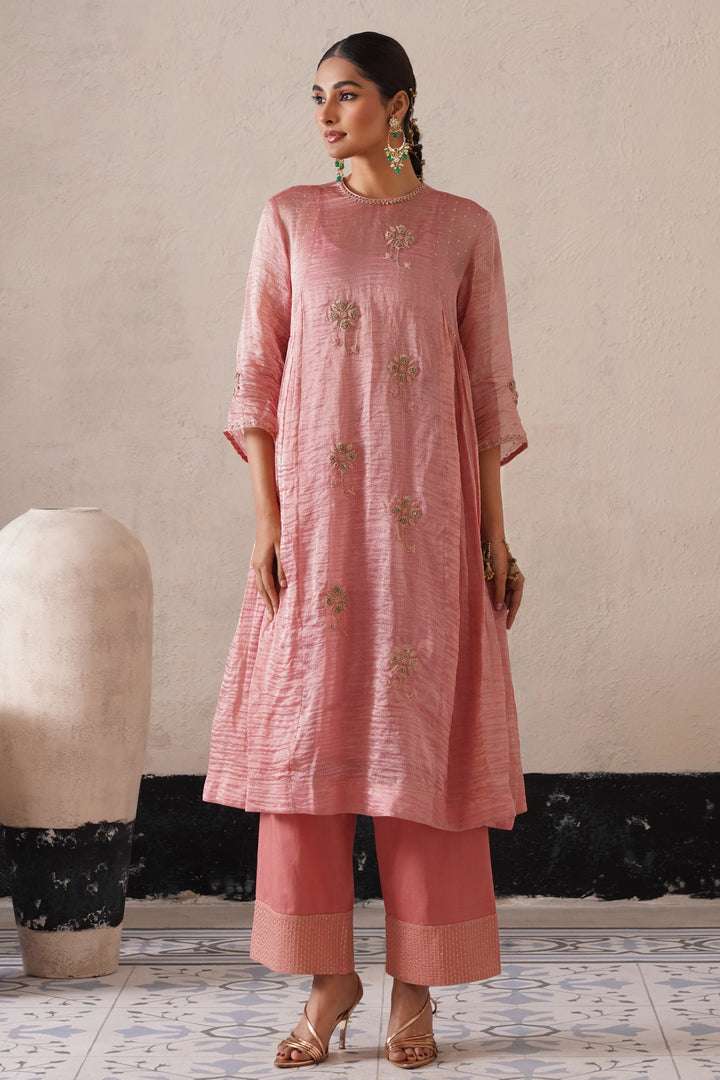 Blush Apricot Curve Pannel Kurta