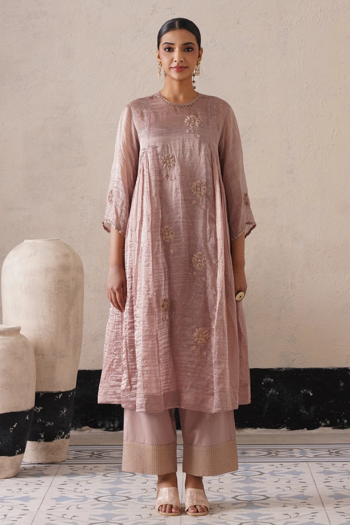 Dusty Mauve Curve Pannel Kurta