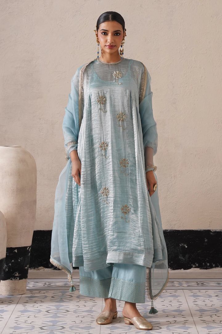 Powder Blue Curve Pannel Kurta