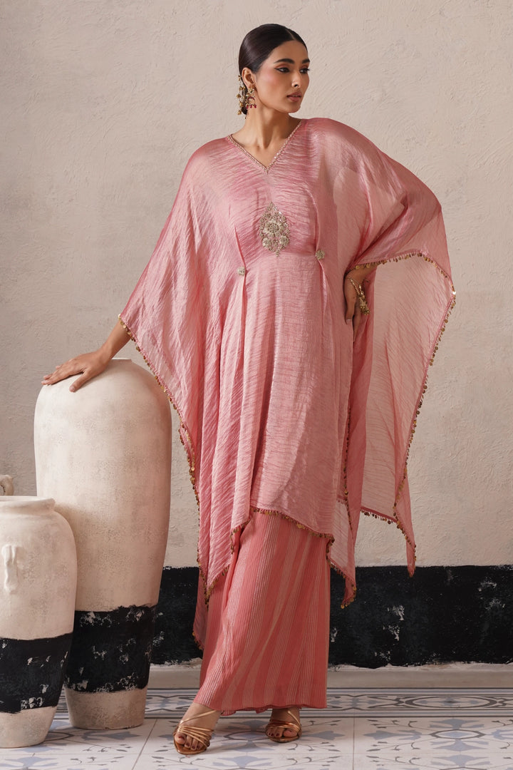 Blush Apricot Long Kaftan Set