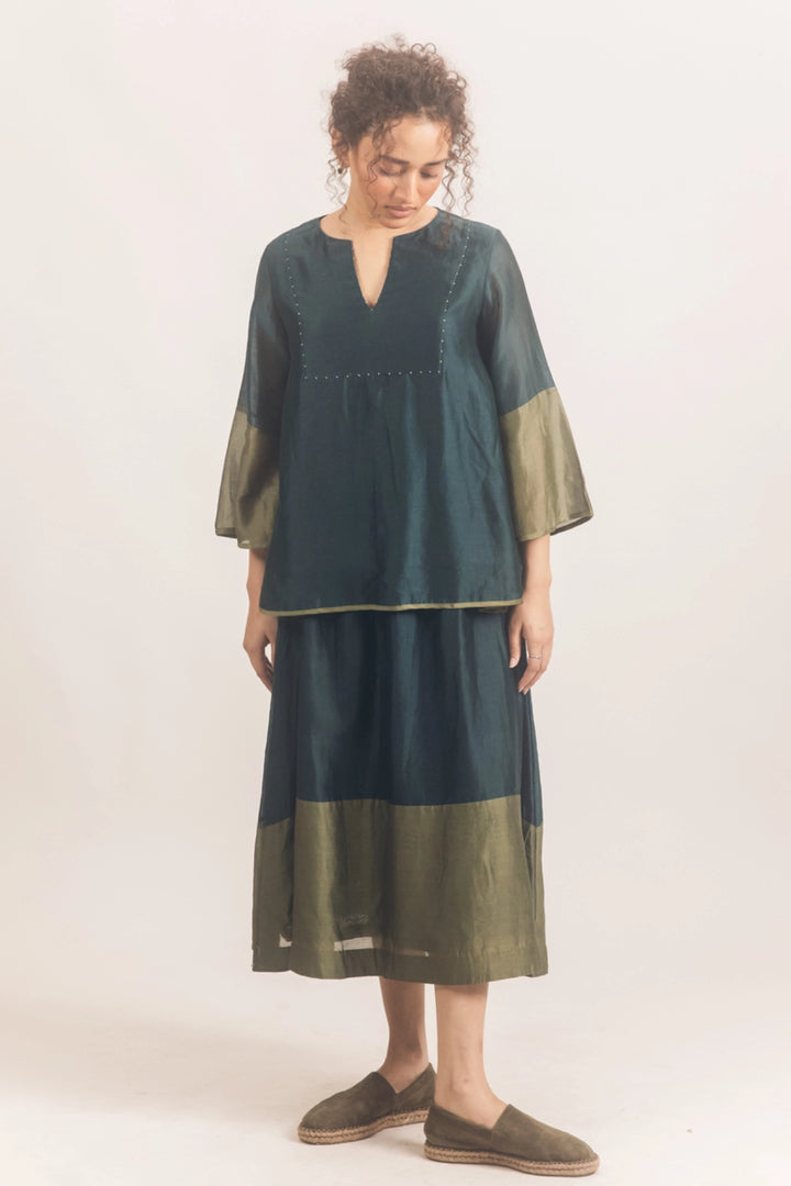 Block skirt set Blue