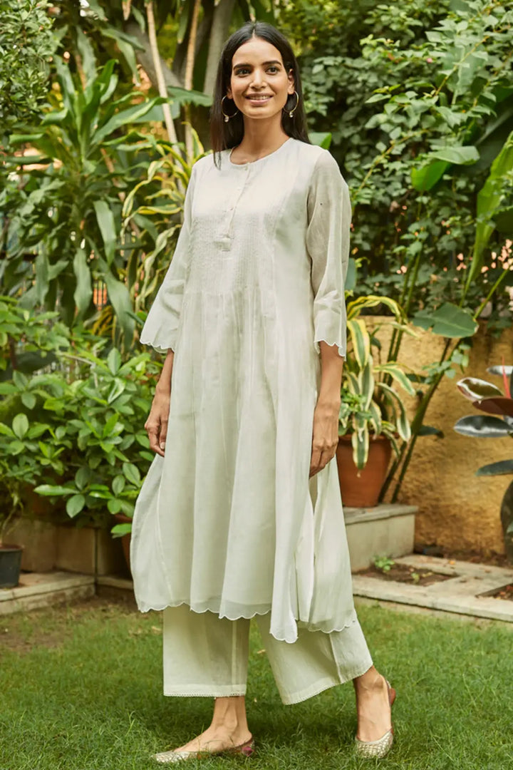 Ivory Pintuck Kurta Set