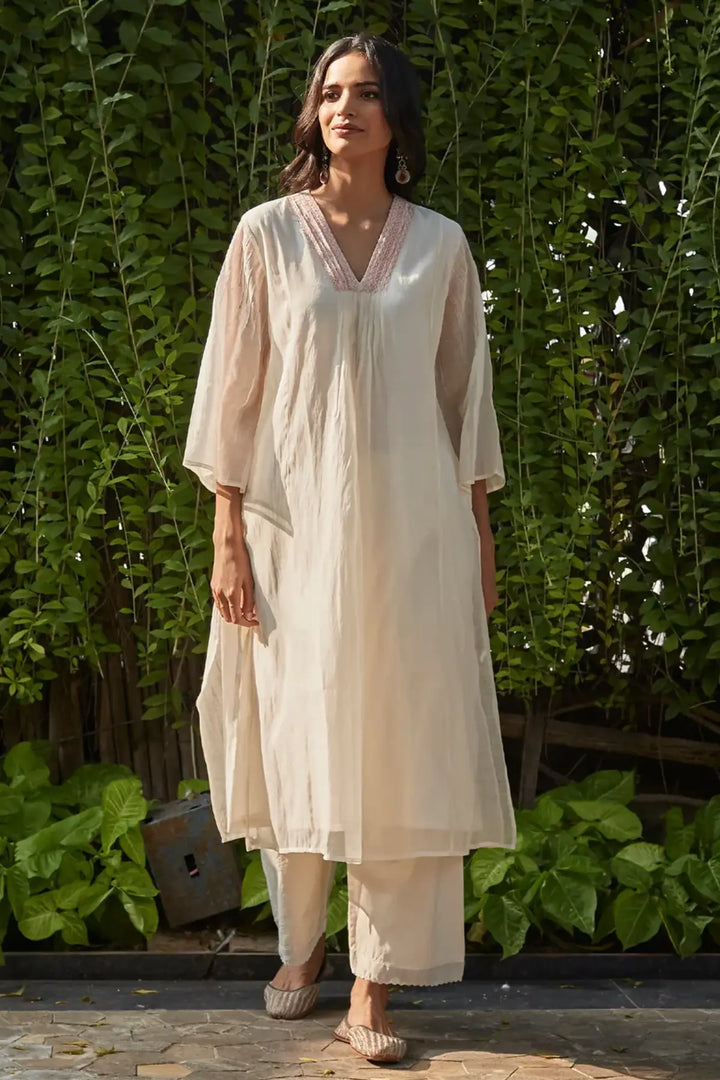 Ivory Tagai Bandhani Kurta Set