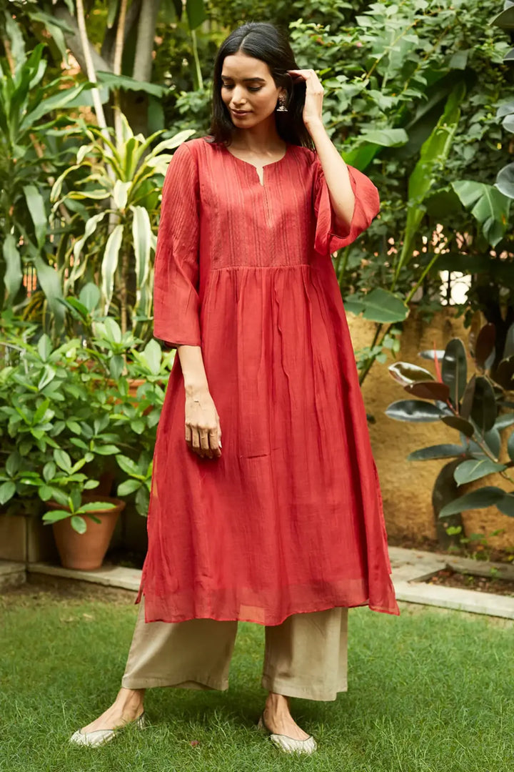 Scarlet Tagai Work Kurta Set