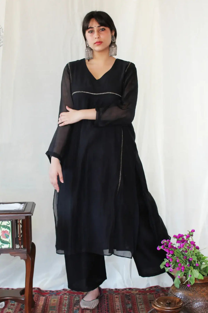 Midnight Black Basic Kurta Set