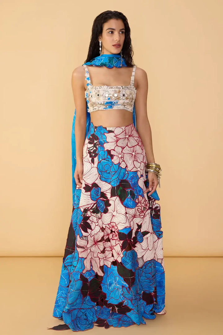 Malaika Bustier, Sachi Lehenga Skirt & Scallop Dupatta