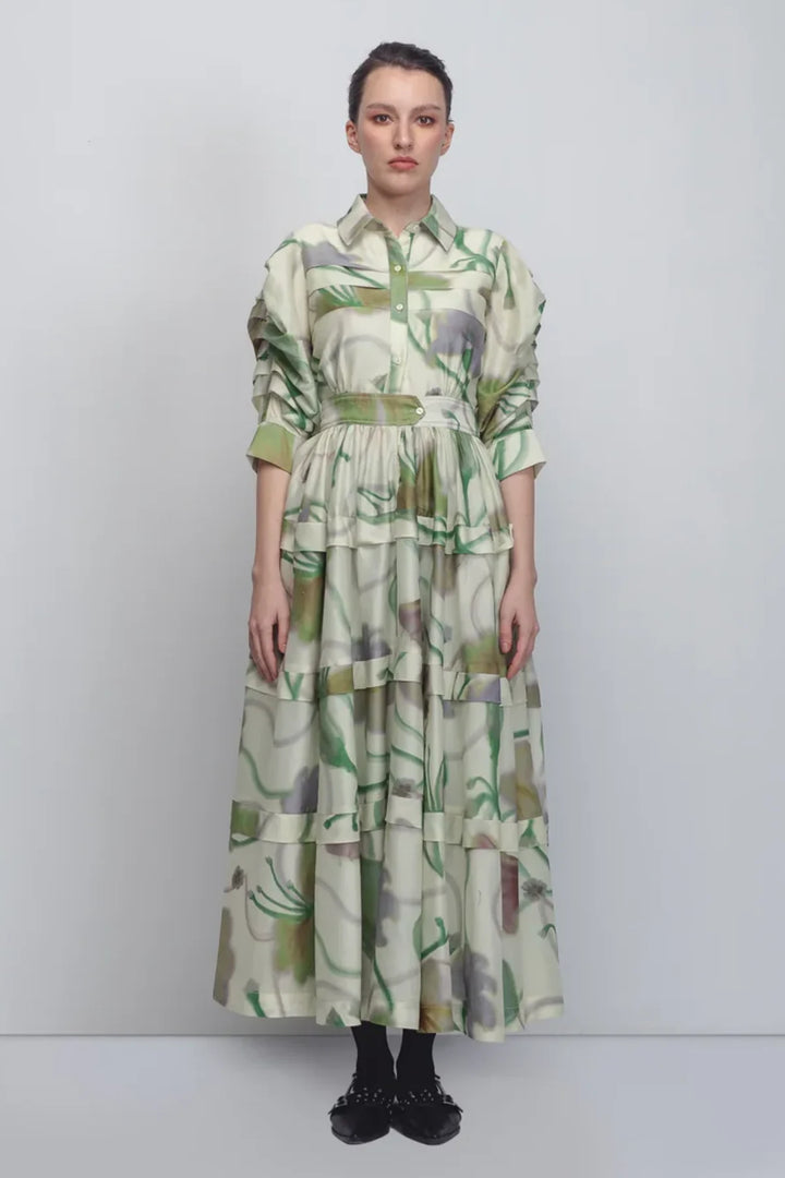 Paron Print Pleated Dress
