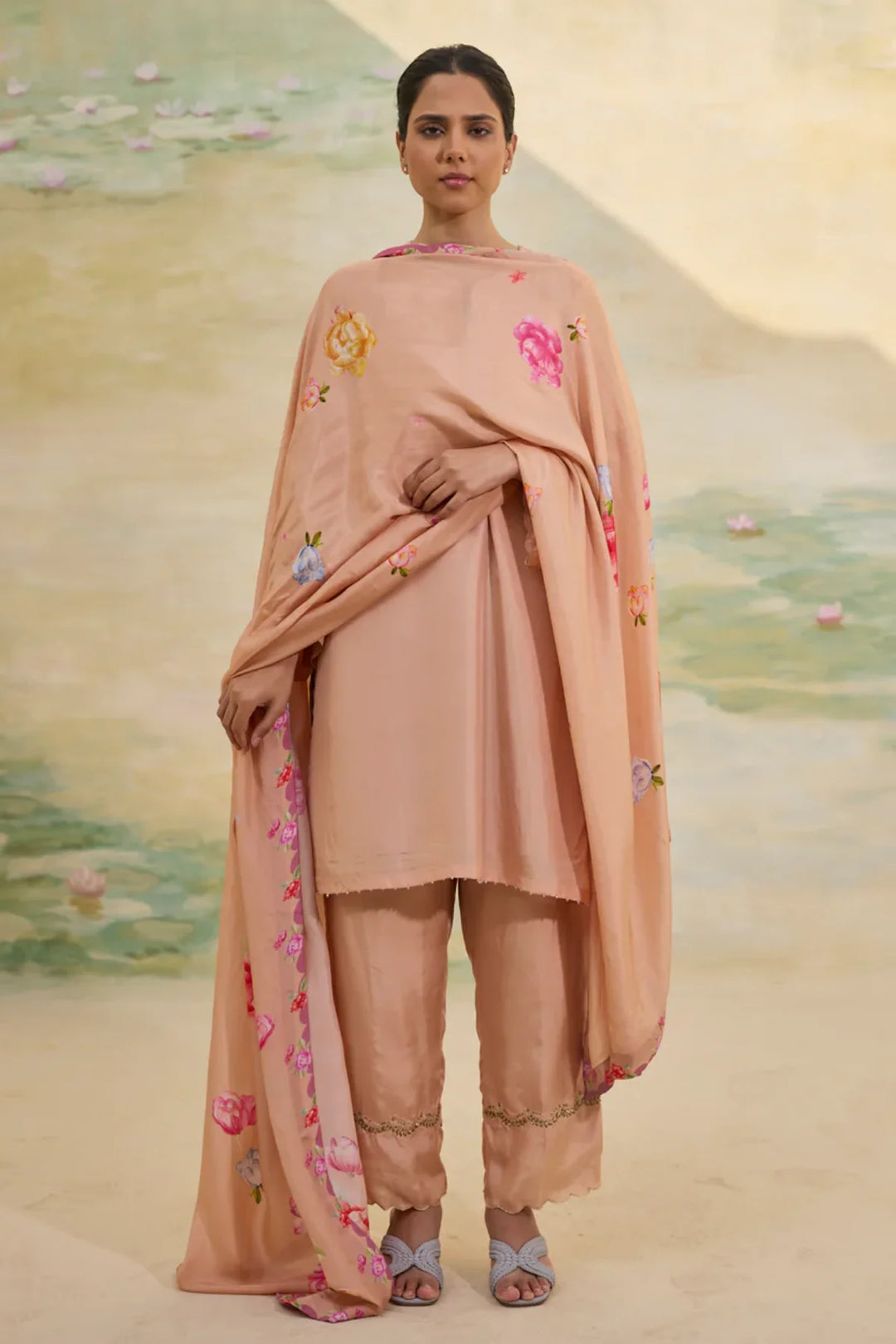 Caramel Short Silk Kurti Set