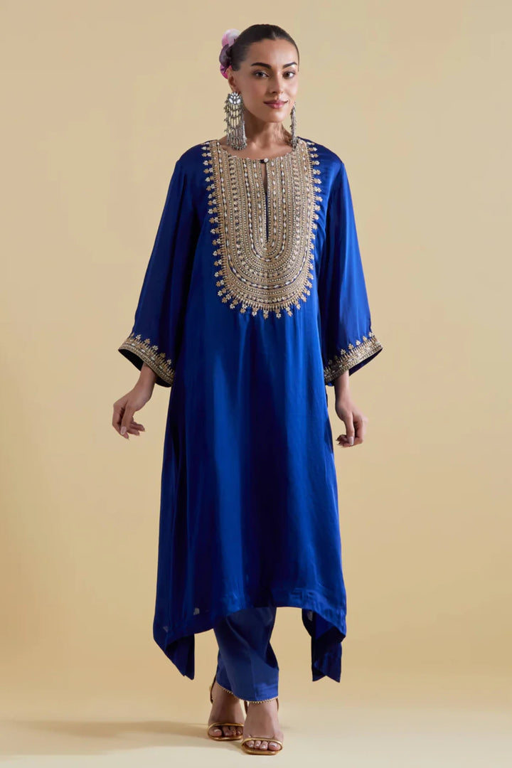 Royal Blue Kurta Set with Dori Embroidery