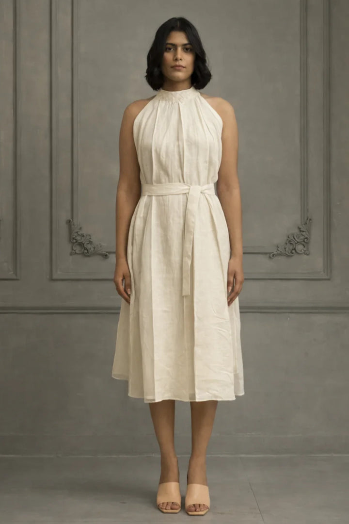 Ivory Applique Work / Embroidered and Porcupine Sleeves Organza Jacket With  Linen and Organza Dress