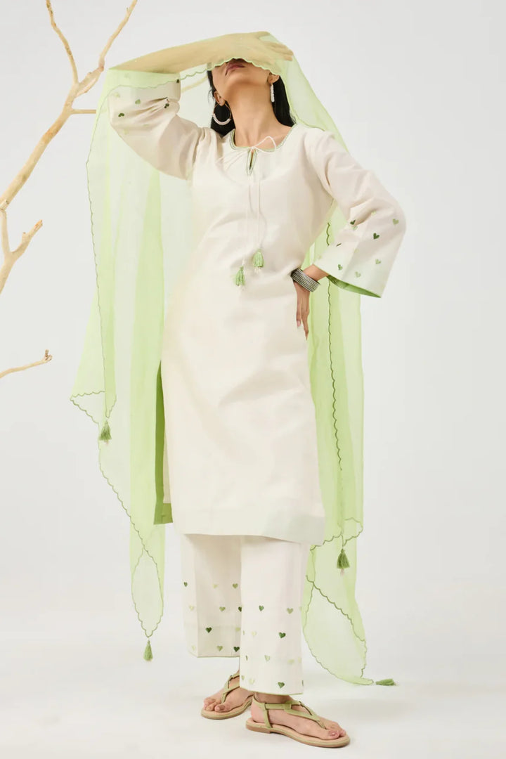 Dilzaah Solid Heart Straight Suit