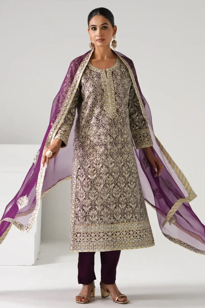 Dilruba - Long Kurta Set - Purple