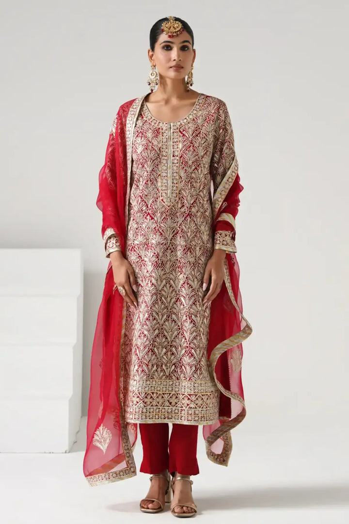 Dilruba - Long Kurta Set - Red