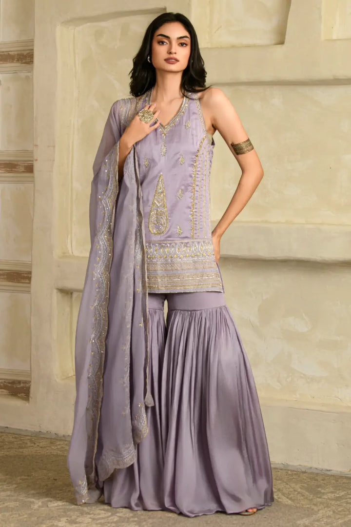 zeba halter neck kurta set-tarangi lilac