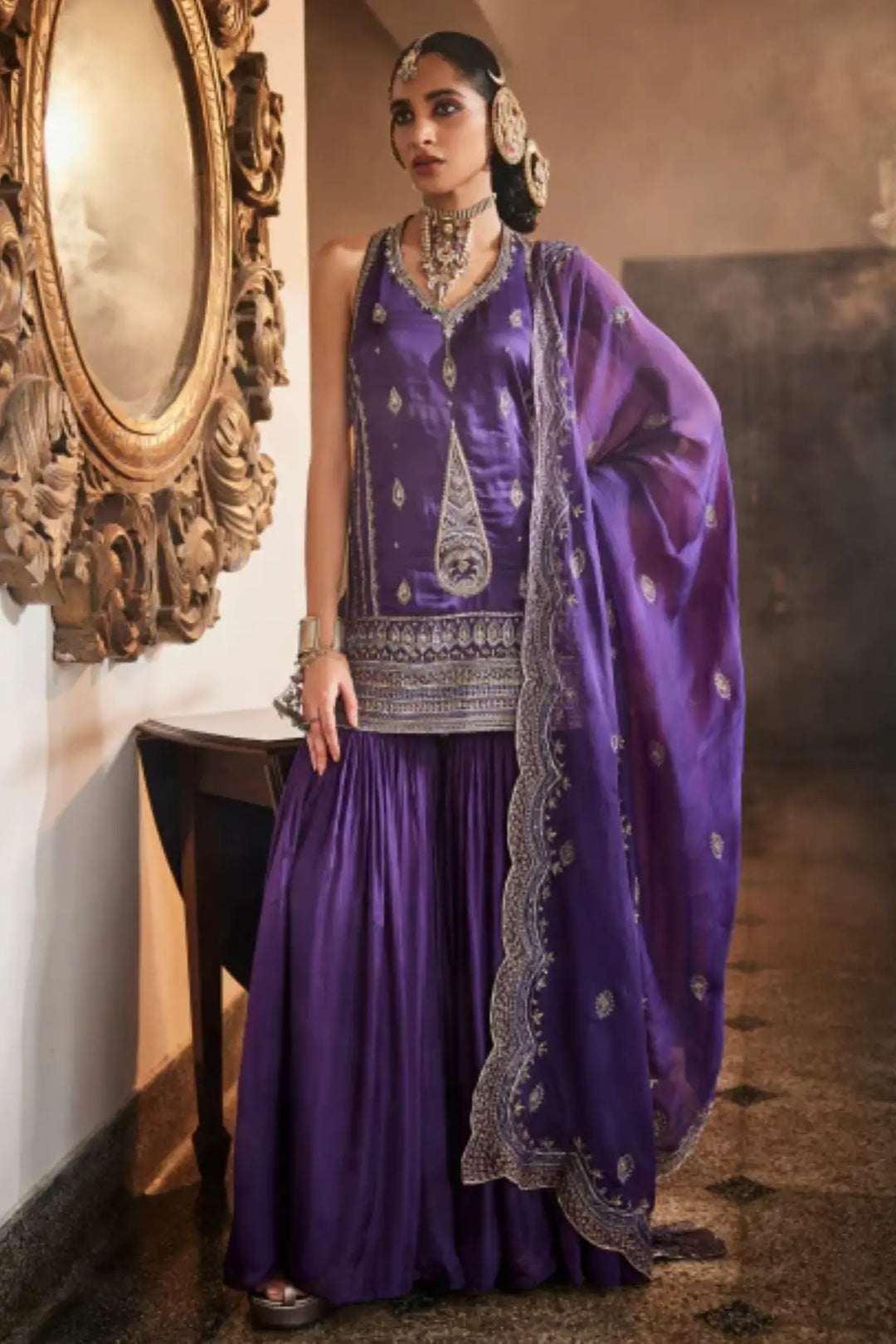 zeba halter kurta set jamuni