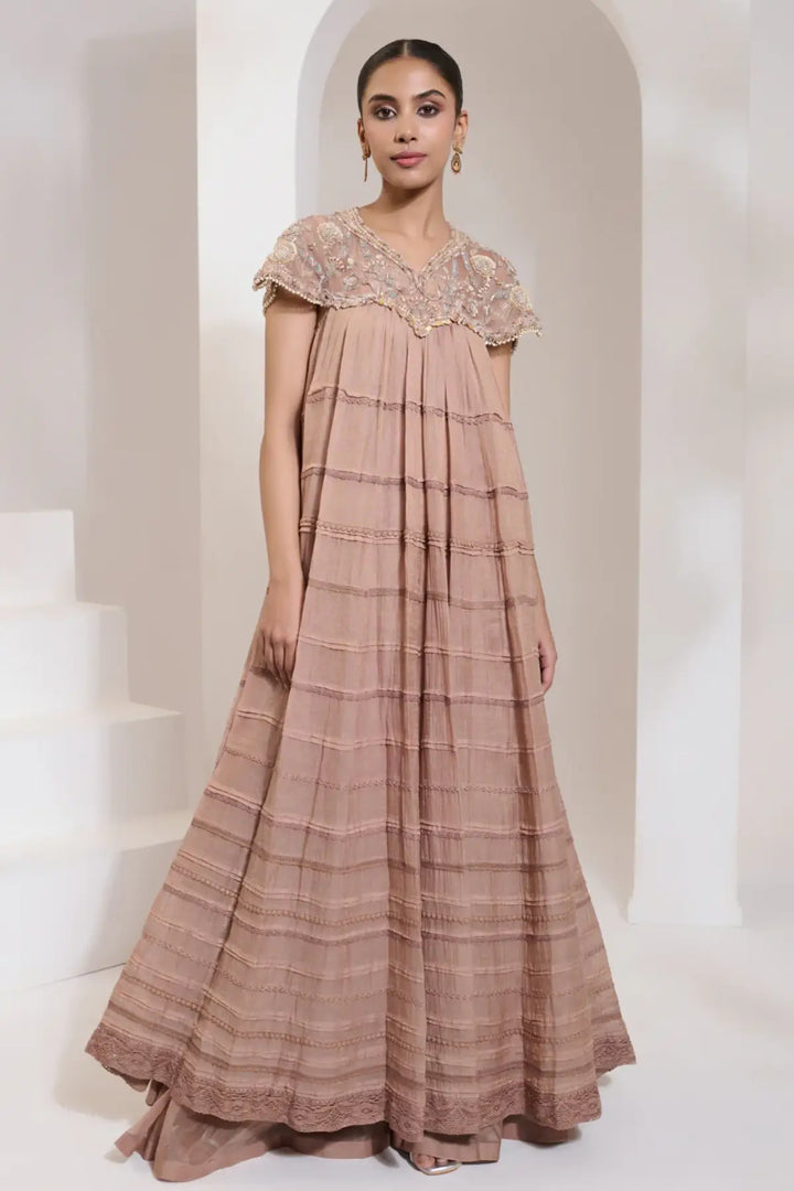 Arya cape anarkali dirty blush