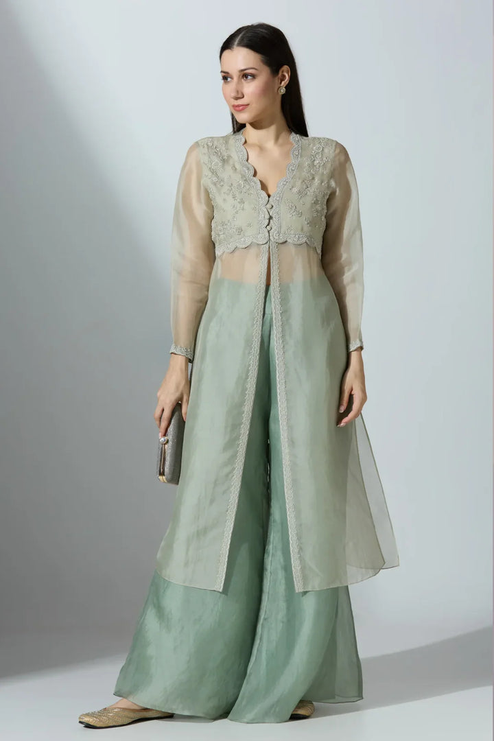 Green Naira Organza Kurta With Pant