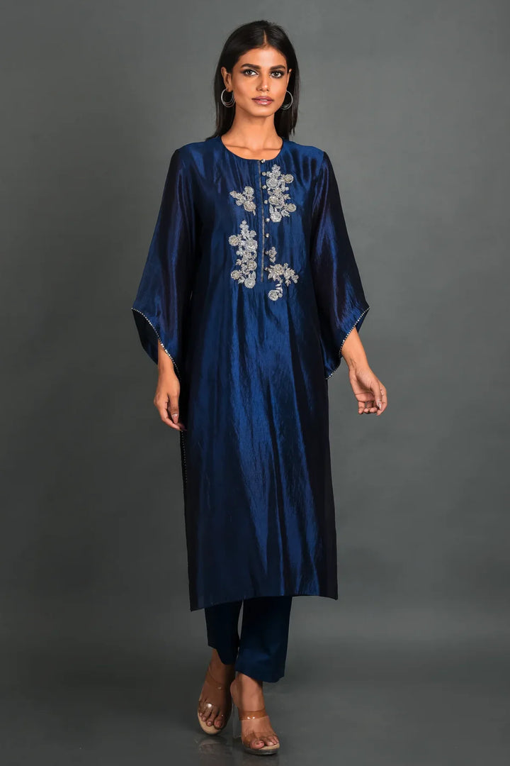 Blue Silk Kurta With Pant