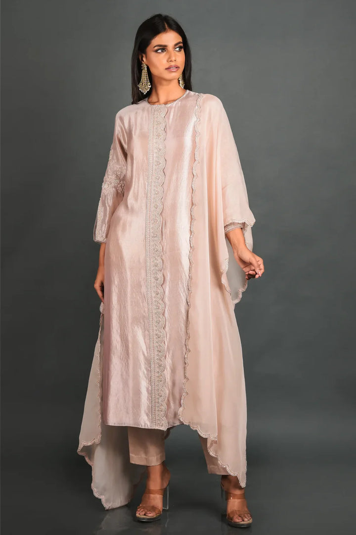 Pink Silk Kurta With Pant and Dupatta