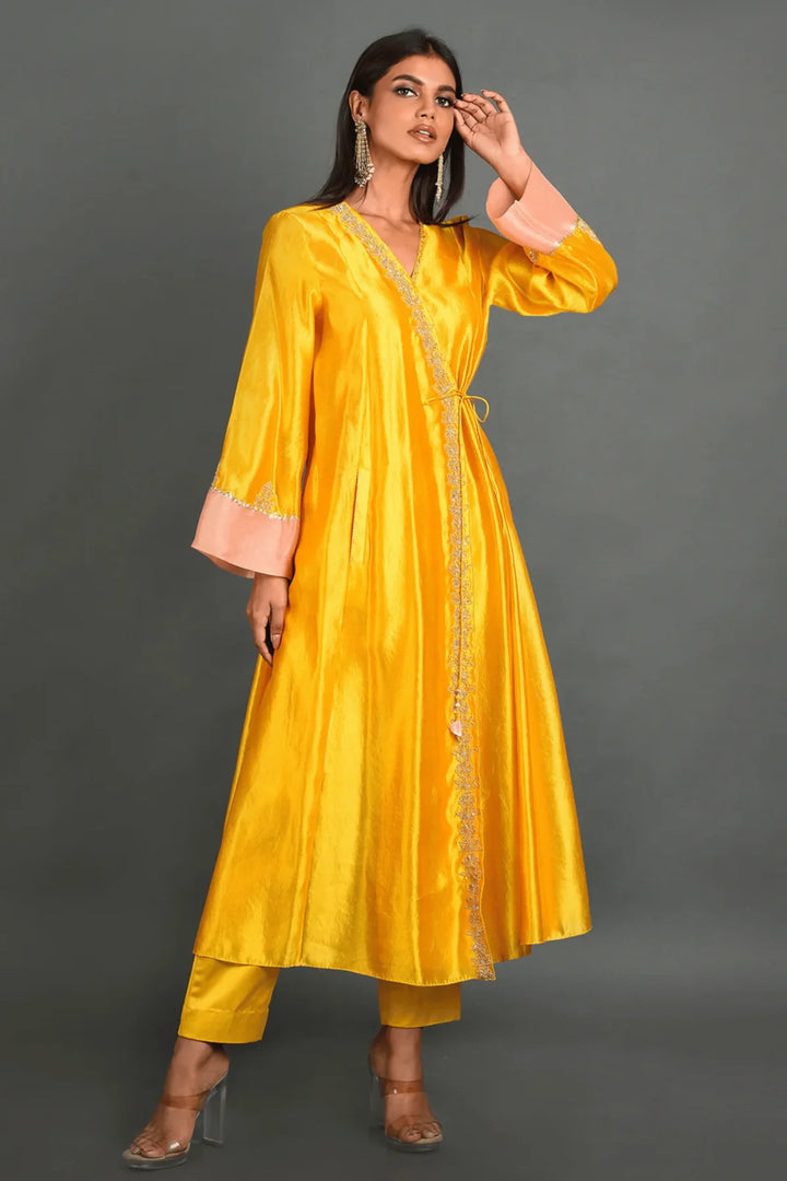 Yellow Silk Kurta With Pant