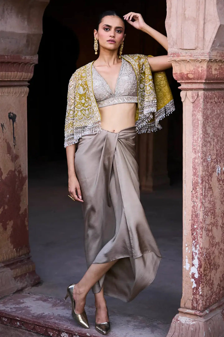 Golden Beige Cape Set