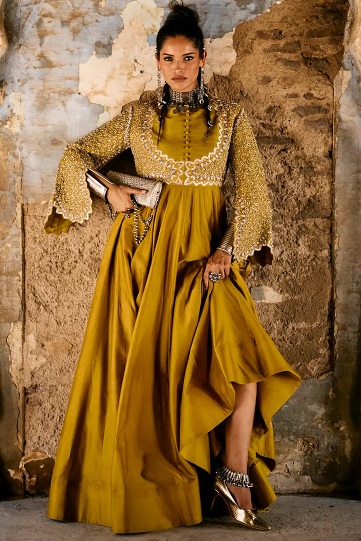Mustard Anarkali Set
