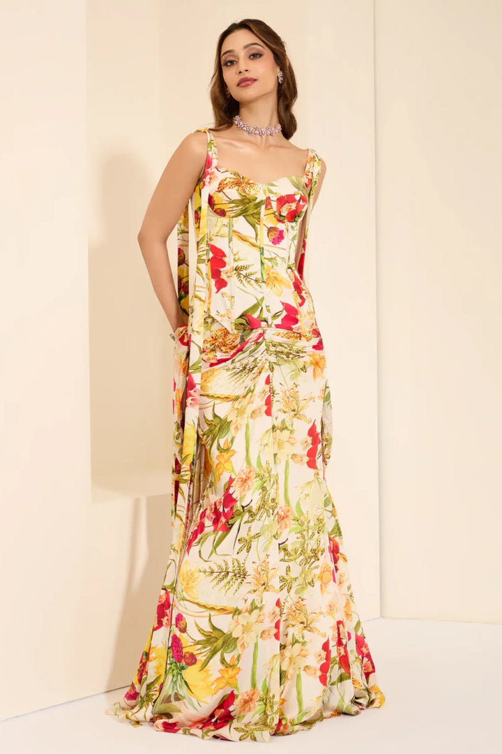 Ivory Blossom Corset and Drape