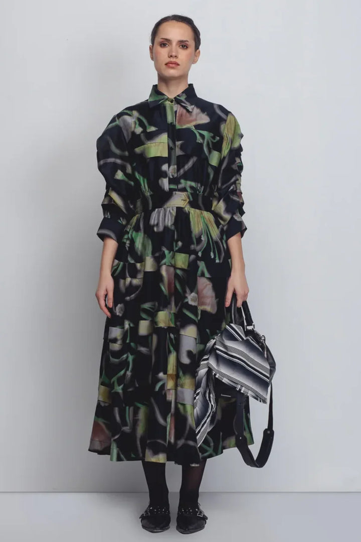 Paron Print Pleated Dress
