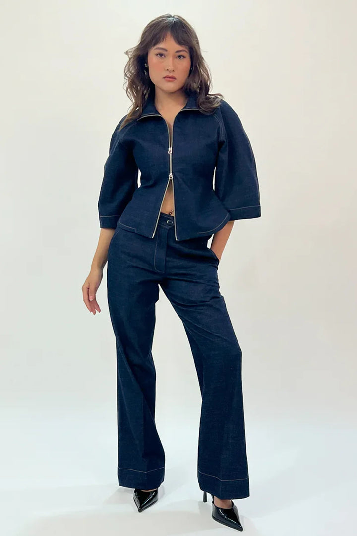 Denim Zip Top