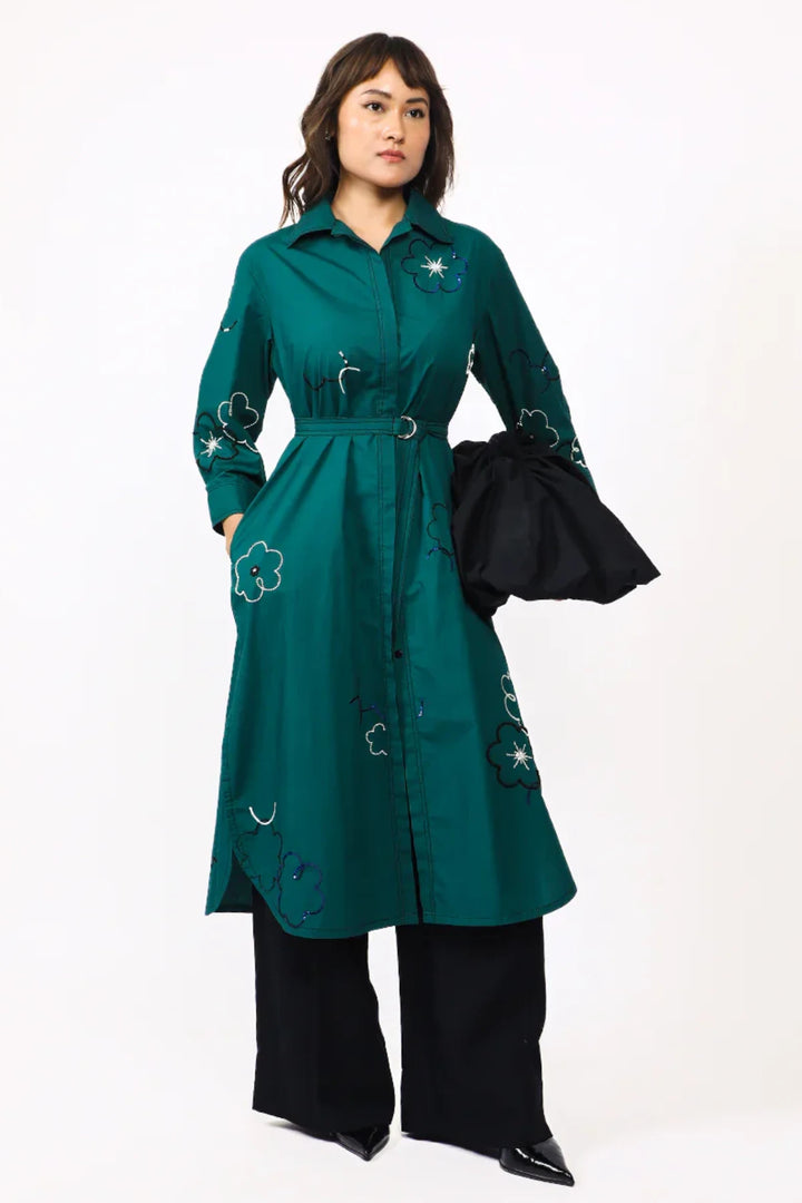Ditsy embroidered fence shirt