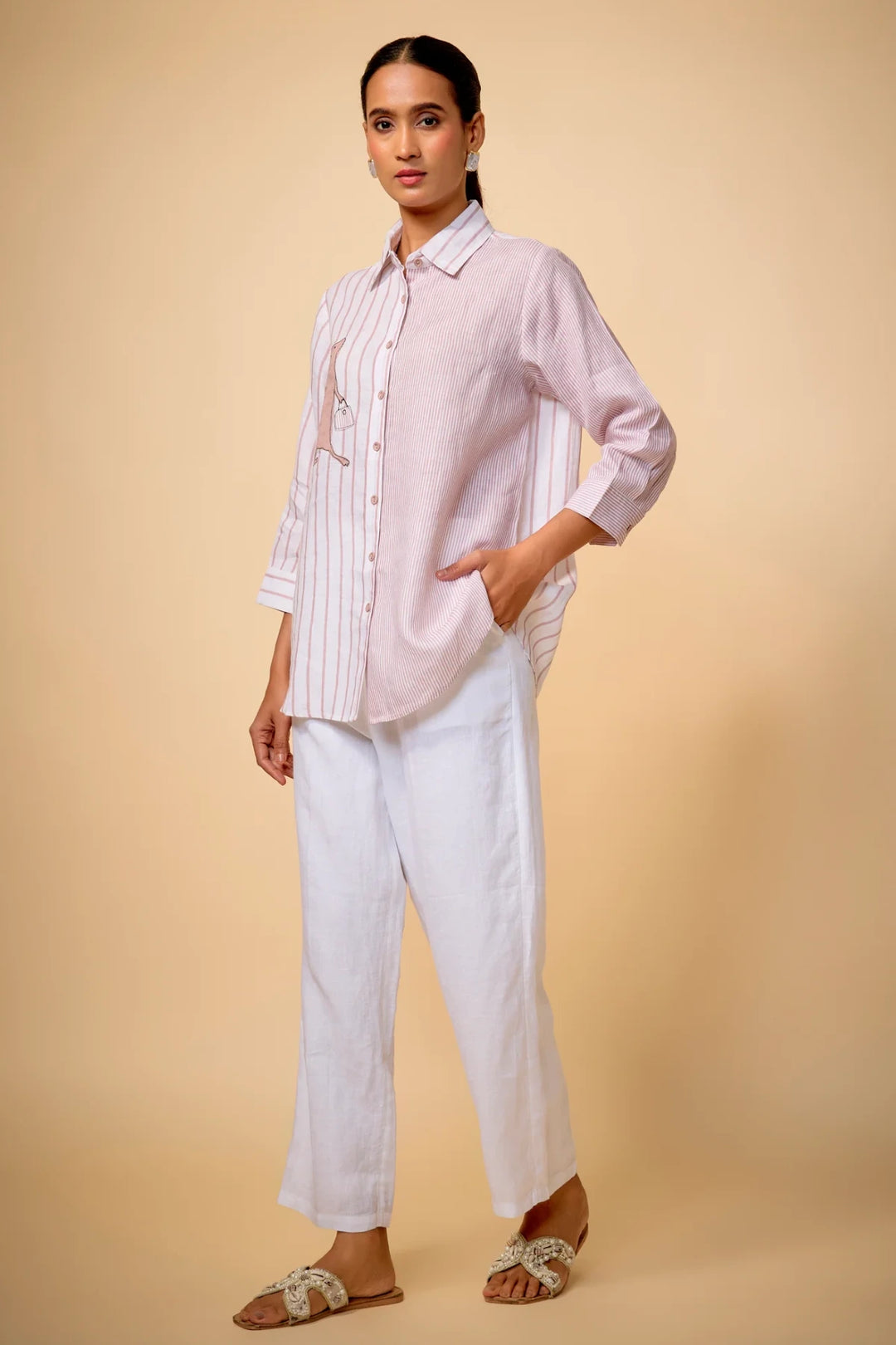 Pure Linen White Pants With Linning